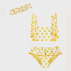Andy & Evan White and Yellow Polka Dot Swim Set